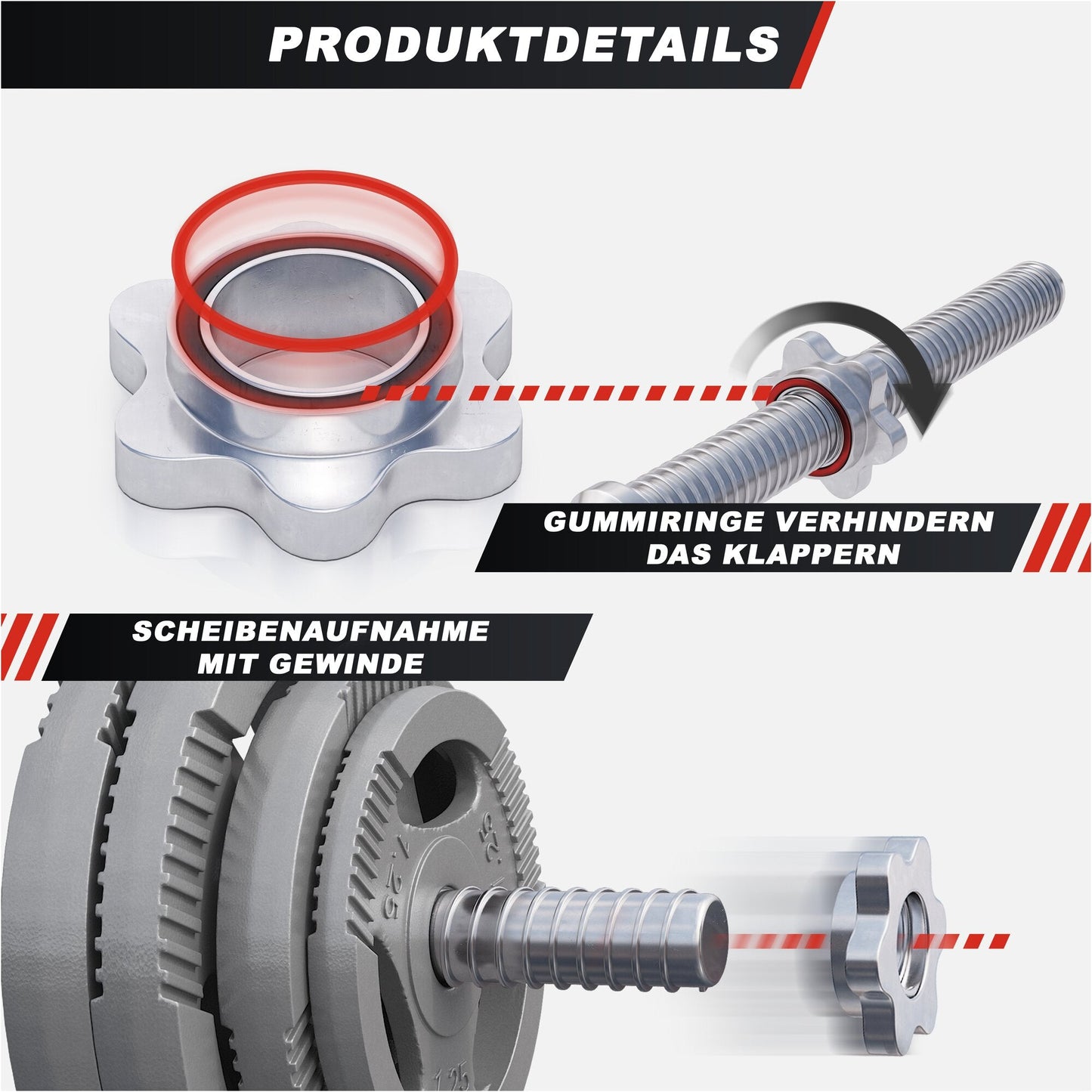 Set de gantere SZ din fontă Gripper 70 kg cu închizători în formă de stea