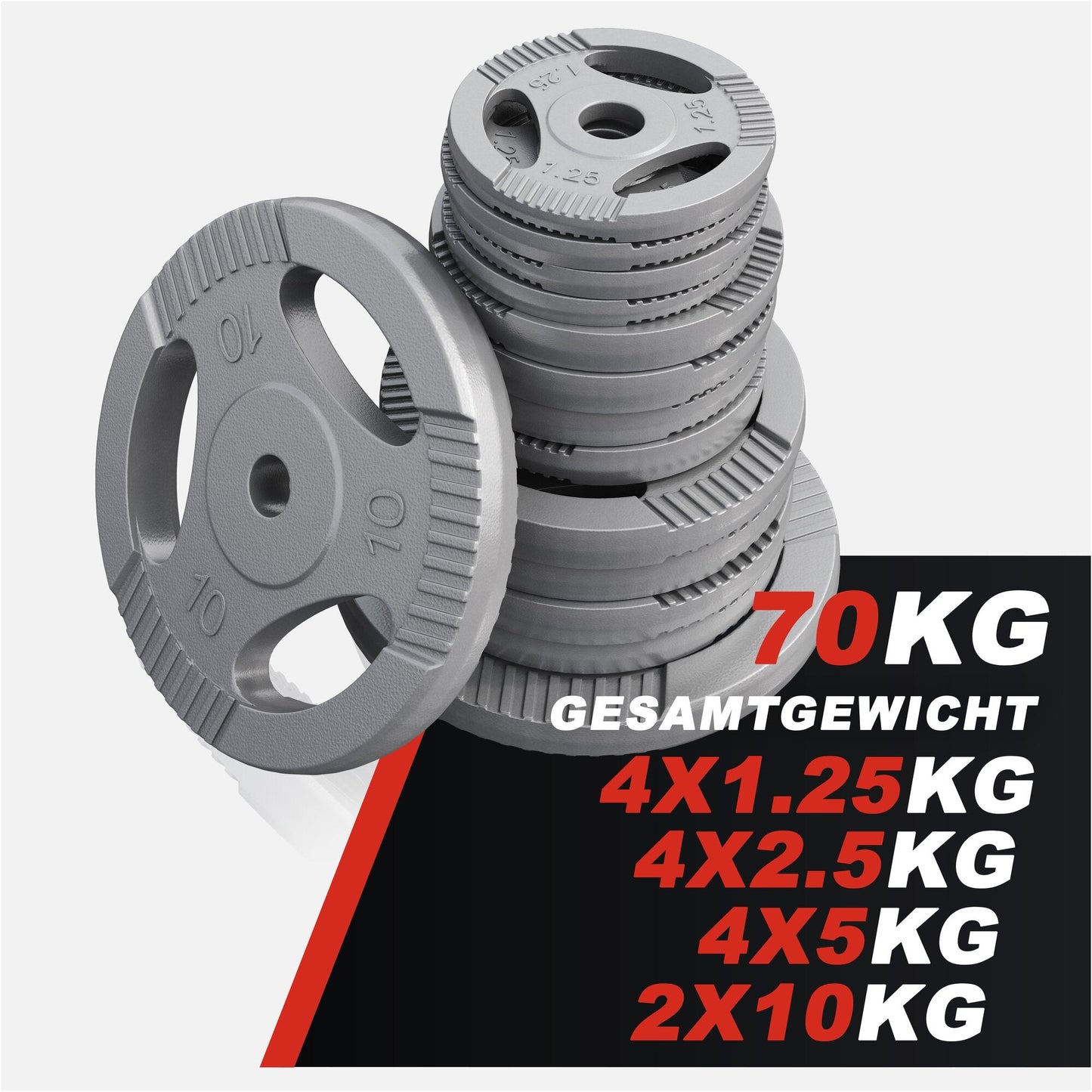 Set de gantere SZ din fontă Gripper 70 kg cu închizători în formă de stea