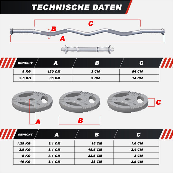 Set complet bara Z + discuri fonta, 70kg, Gorilla Sports - Gorilla Sports Ro