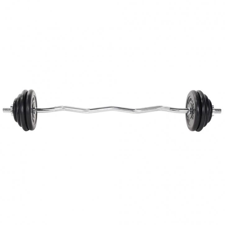 Set de haltere curbe SZ din cauciuc, 35 kg, cu închizători în formă de stea