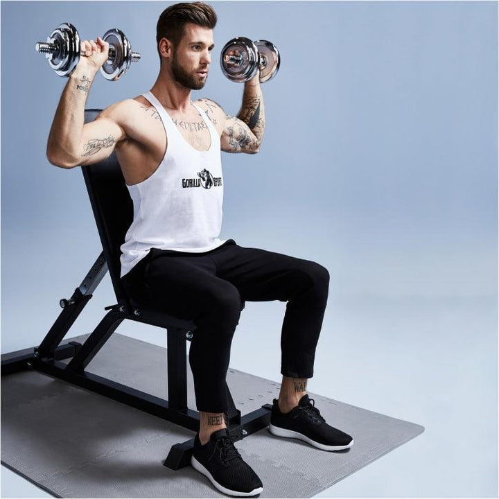 Bancă multifuncțională reglabilă neagră/albă - Gorilla Sports Ro