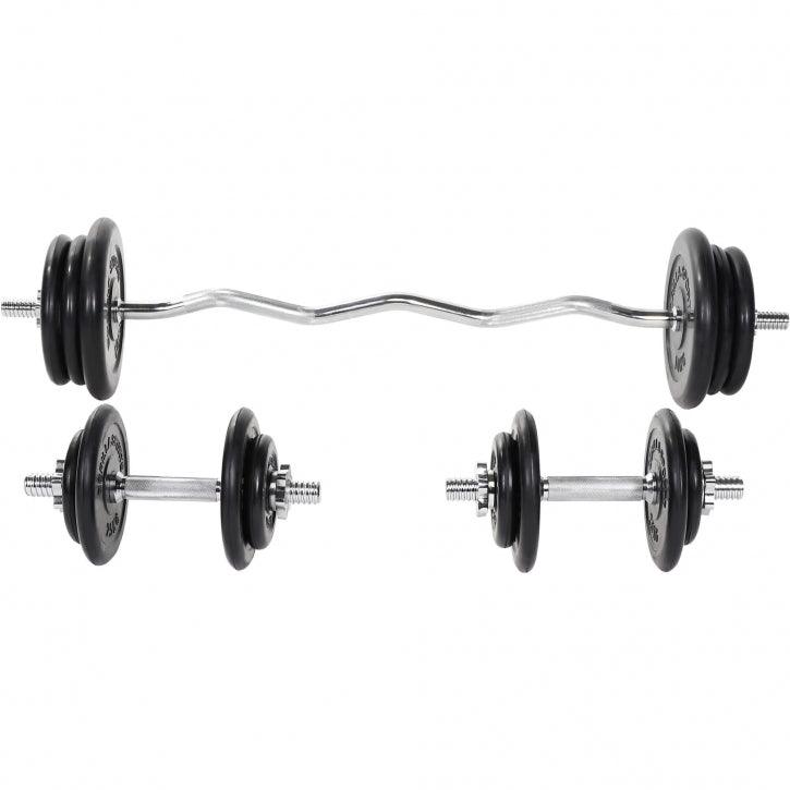 Set de gantere SZ din cauciuc 70 kg cu închizători în formă de stea