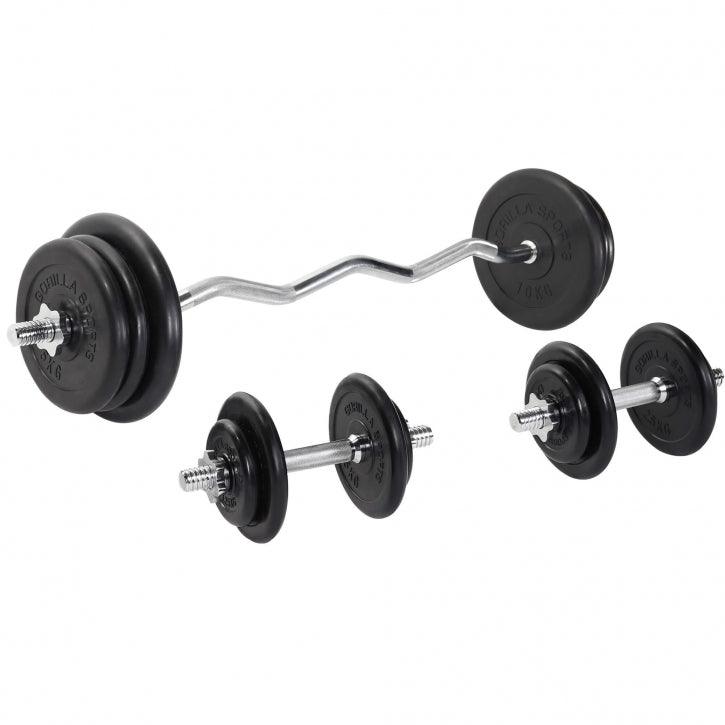Set de gantere SZ din cauciuc 70 kg cu închizători în formă de stea