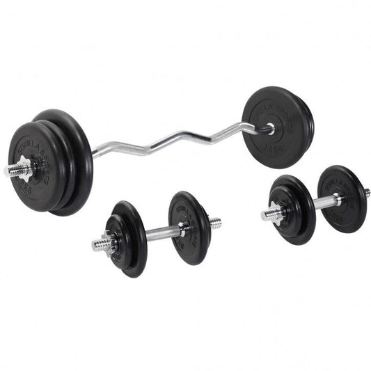Set de gantere SZ din cauciuc 70 kg cu închizători în formă de stea