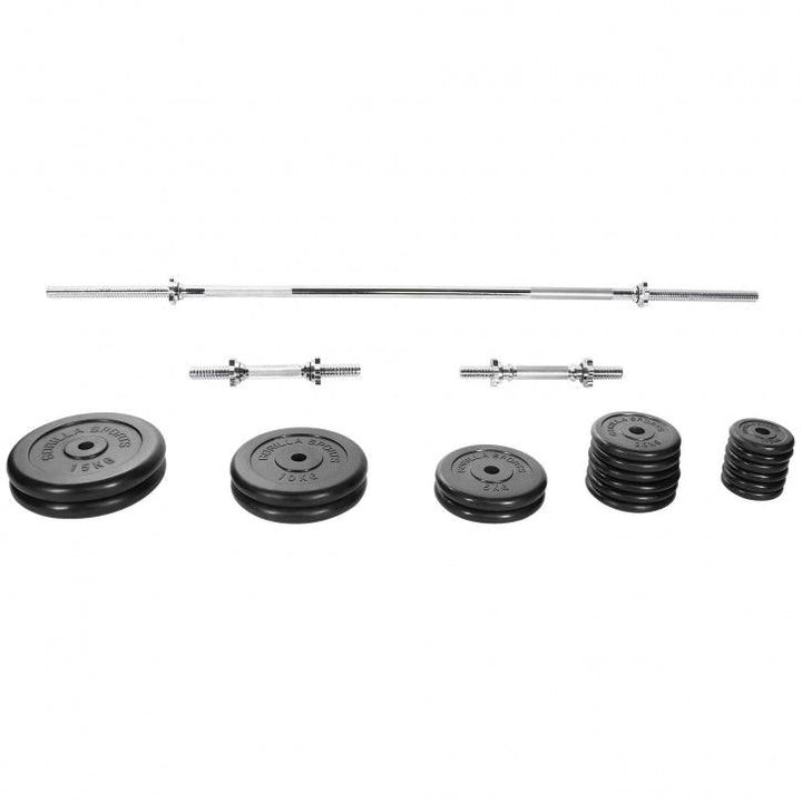 Set 2 bare + gantere, discuri cauciuc 100kg, Gorilla Sports - Gorilla Sports Ro