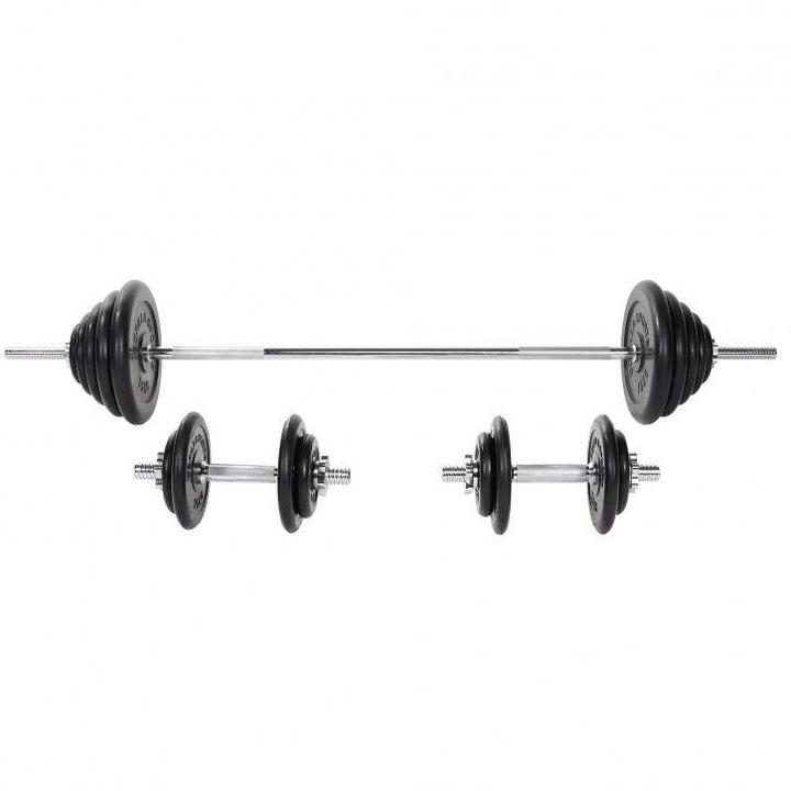 Set 2 bare + gantere, discuri cauciuc 100kg, Gorilla Sports - Gorilla Sports Ro
