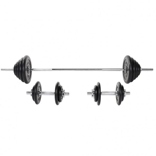 Set 2 bare + gantere, discuri cauciuc 100kg, Gorilla Sports - Gorilla Sports Ro