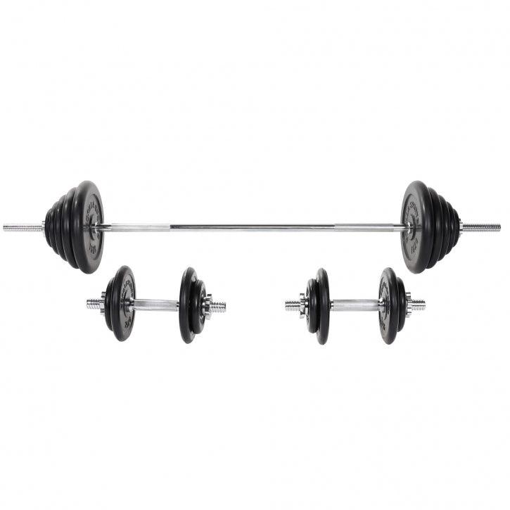 Set de haltere cu cauciuc 100 kg cu închizători în formă de stea