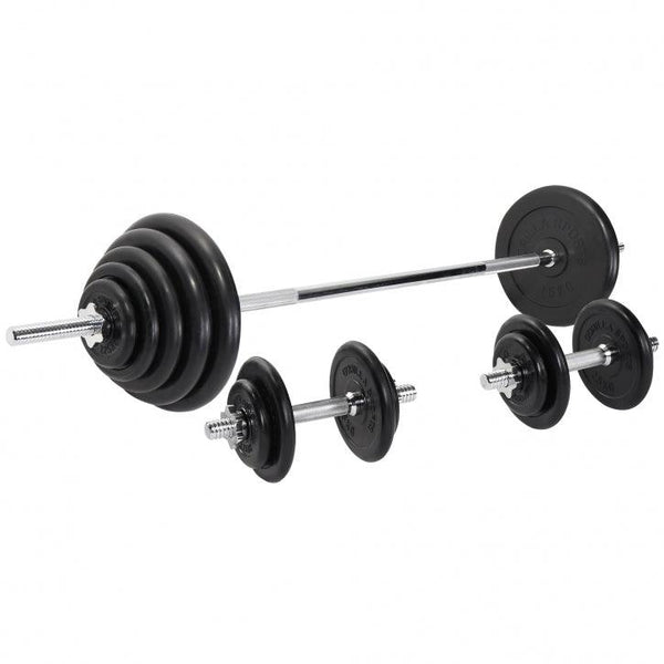 Set 2 bare + gantere, discuri cauciuc 100kg, Gorilla Sports - Gorilla Sports Ro