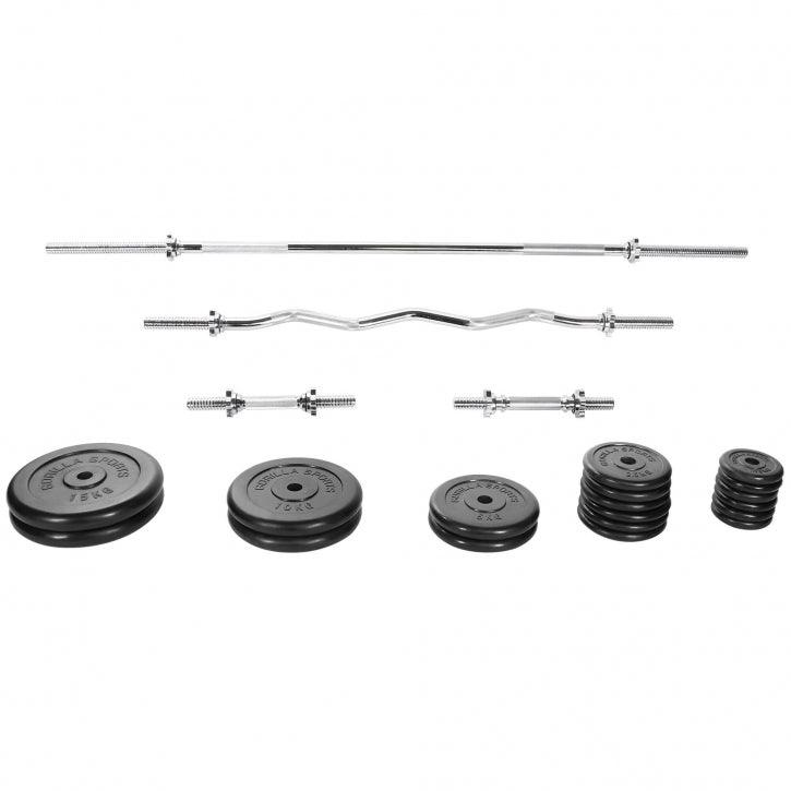 Set de haltere Gummi 108 kg cu închizători în formă de stea