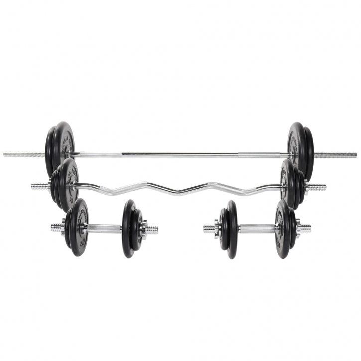 Set de haltere Gummi 108 kg cu închizători în formă de stea