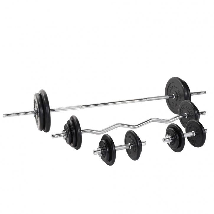 Set de haltere Gummi 108 kg cu închizători în formă de stea