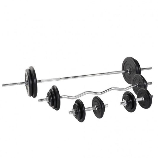 Set de haltere Gummi 108 kg cu închizători în formă de stea