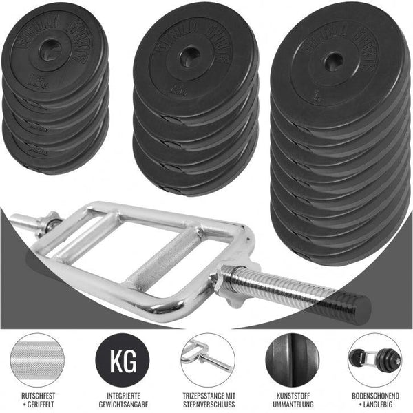 Set de antrenament pentru triceps din plastic, 35 kg, cu închizători în formă de stea