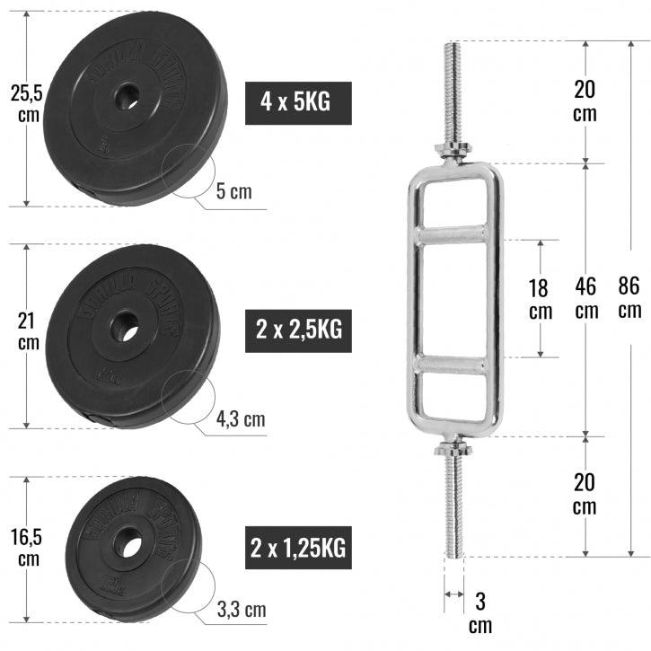 Set de antrenament pentru triceps din plastic, 35 kg, cu închizători în formă de stea