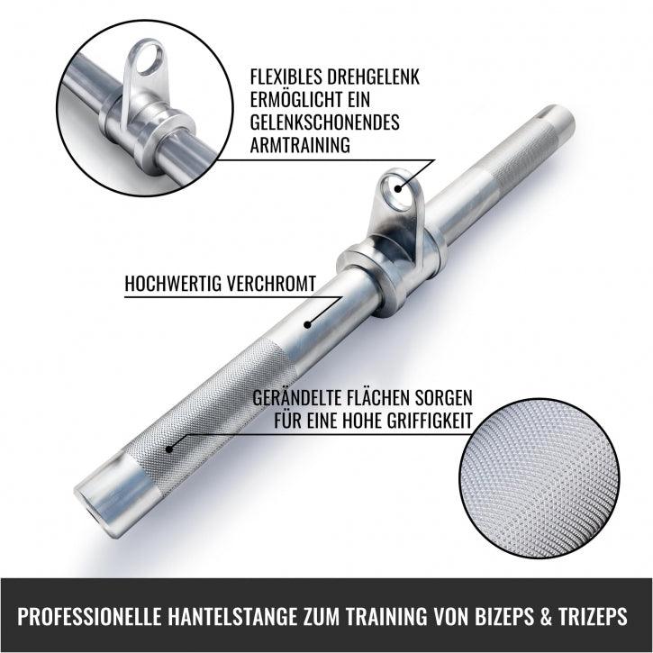 Bară dreaptă pentru biceps și triceps, cu articulație rotativă