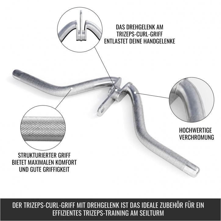 Mâner pentru triceps în formă de V, cu articulație rotativă
