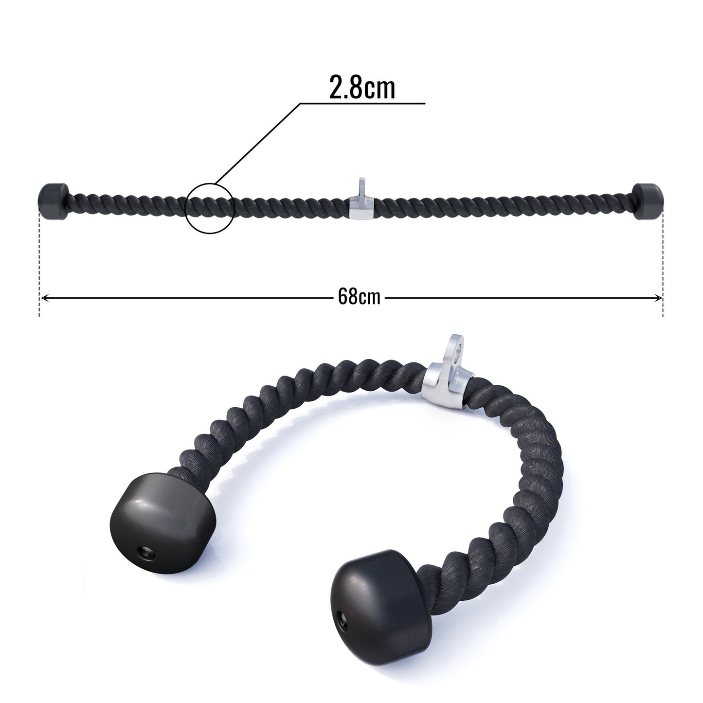 Sfoara pentru triceps/biceps din nailon, incluzând articulație pivotantă