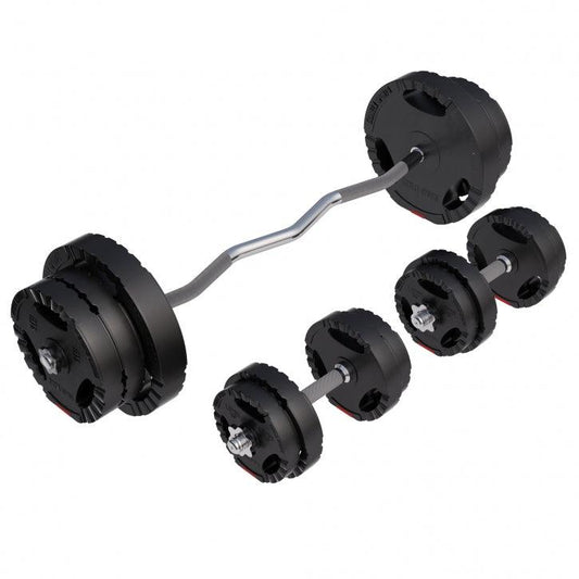 Set de gantere SZ din plastic Gripper 70 kg cu închizători în formă de stea