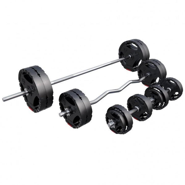 Set de haltere cu mâner din plastic 100 kg cu închizători în formă de stea