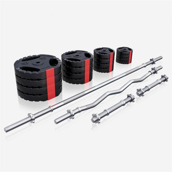 Set de haltere cu mâner din plastic 100 kg cu închizători în formă de stea