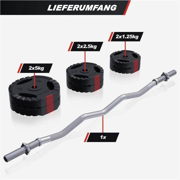 Set de haltere SZ din plastic Gripper 25 kg cu închizători în formă de stea