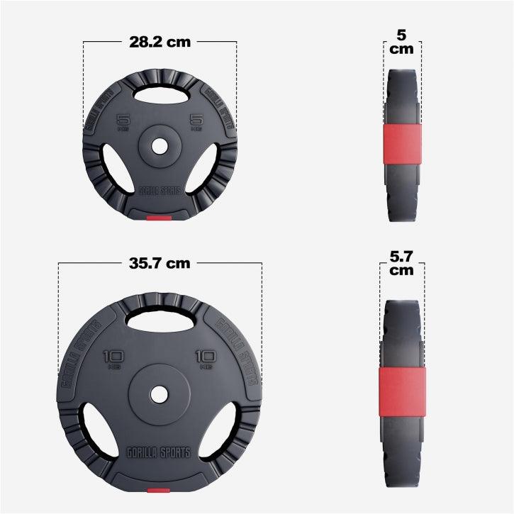 Discuri din plastic umplute cu ciment, cu grip, 1,25 - 15 kg, 30/31 mm