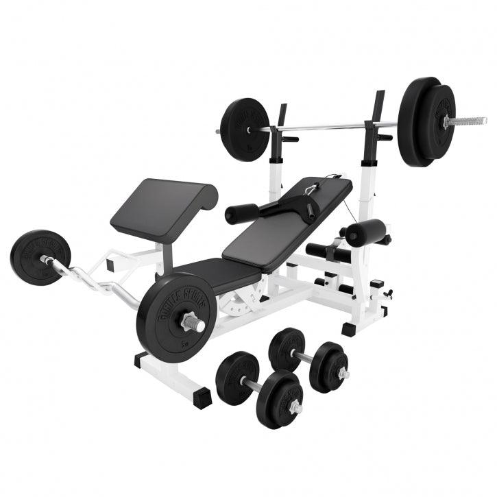 Stație de forță universală, inclusiv set de haltere din plastic 40/70/100 kg