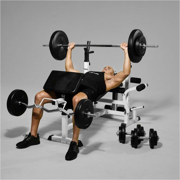 Stație de forță universală, inclusiv set de haltere din plastic 40/70/100 kg