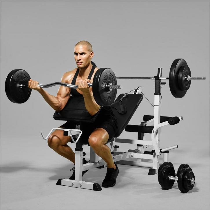 Stație de forță universală, inclusiv set de haltere din plastic 40/70/100 kg