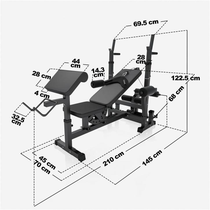 Stație de forță universală, inclusiv set de haltere din plastic 40/70/100 kg