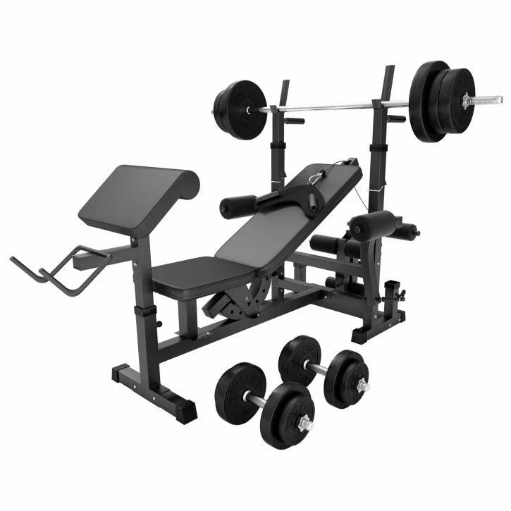 Stație de forță universală, inclusiv set de haltere din plastic 40/70/100 kg