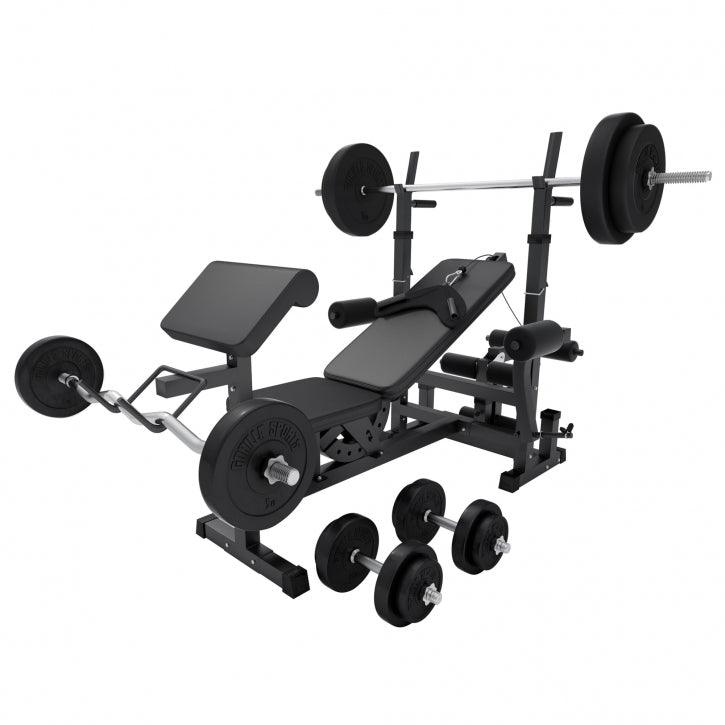 Stație de forță universală, inclusiv set de haltere din plastic 40/70/100 kg