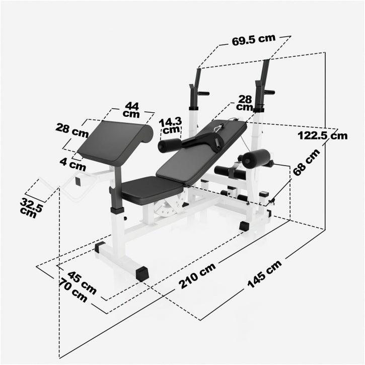 Stație de forță universală, inclusiv set de haltere din plastic 40/70/100 kg