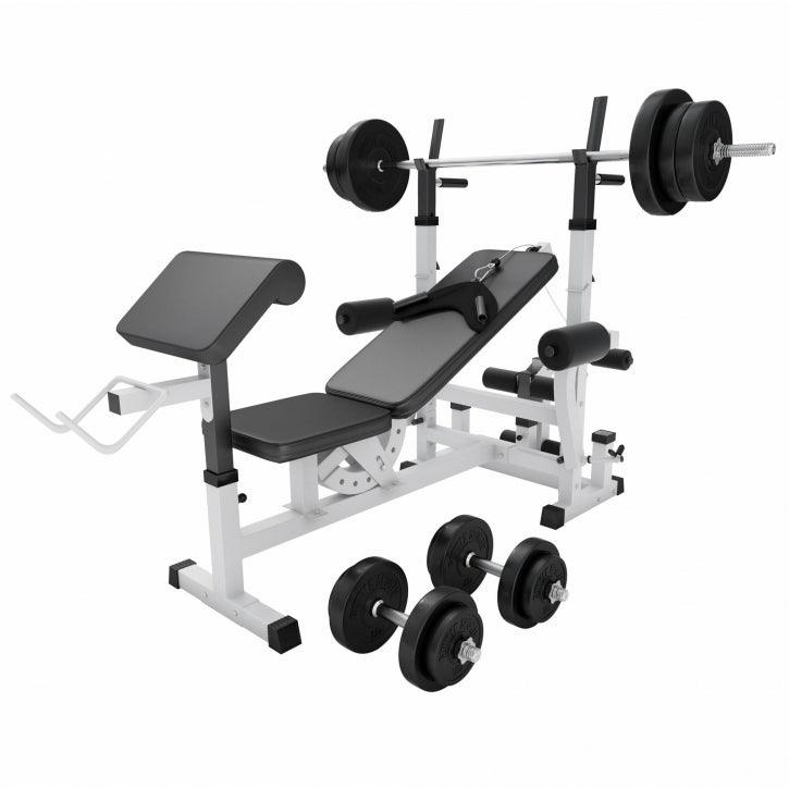 Stație de forță universală, inclusiv set de haltere din plastic 40/70/100 kg
