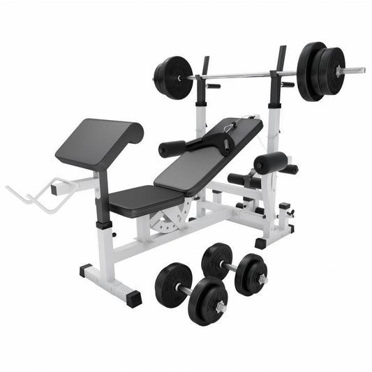 Stație de forță universală, inclusiv set de haltere din plastic 40/70/100 kg