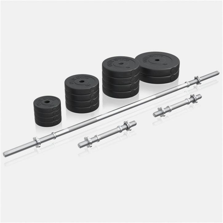 BANCA MULTIFUNCTIONALA FITNESS + SET GREUTĂȚI 100 KG 30/31 MM - Gorilla Sports Ro