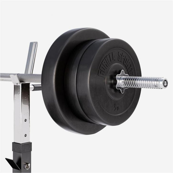 BANCĂ REGLABILĂ PIEPT CU SUPORT + SET DE GREUTĂȚI 100 KG 30/31 MM - Gorilla Sports Ro