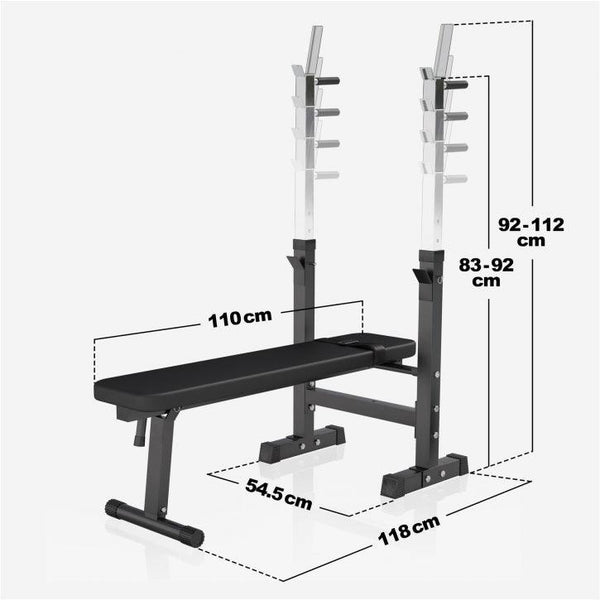 BANCĂ REGLABILĂ PIEPT CU SUPORT + SET DE GREUTĂȚI 100 KG 30/31 MM - Gorilla Sports Ro