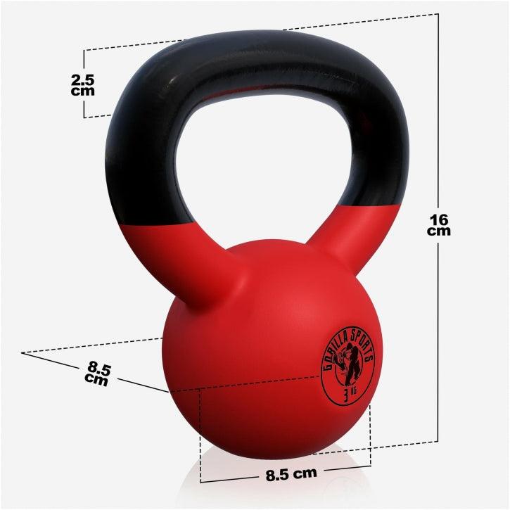 Kettlebell din fontă cu neopren roșu 2 - 32 kg