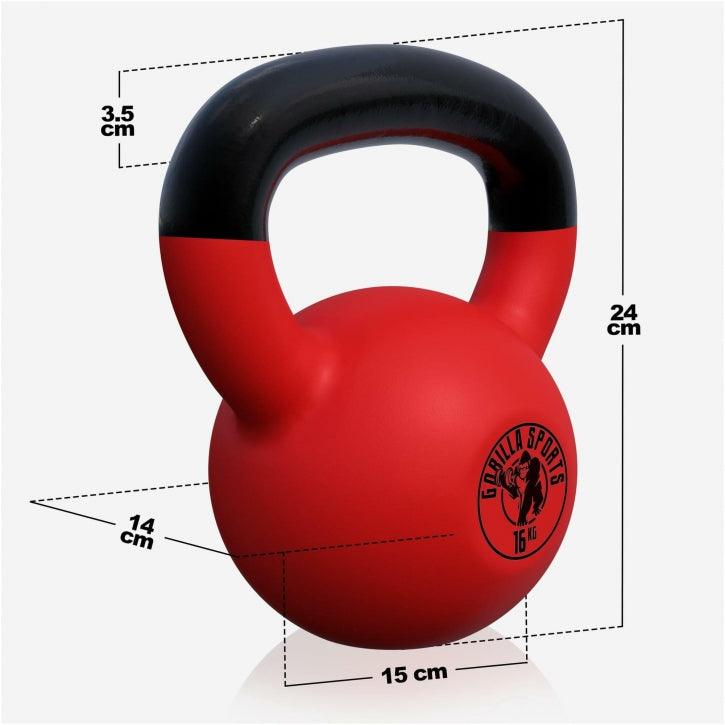 Kettlebell din fontă cu neopren roșu 2 - 32 kg