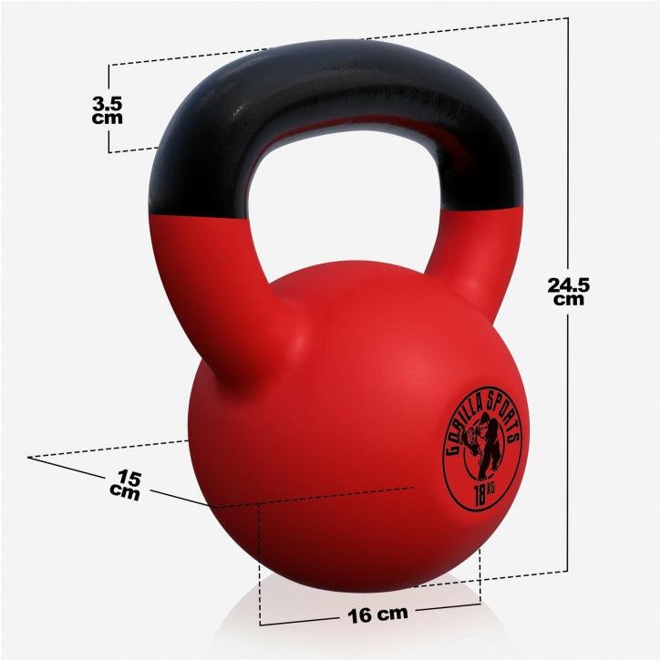 Kettlebell din fontă cu neopren roșu 2 - 32 kg