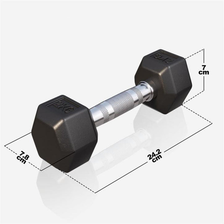 Halter hexagonal cu cauciuc 2 - 50 kg