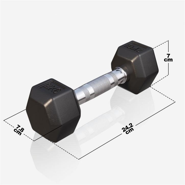 Halter hexagonal cu cauciuc 2 - 50 kg