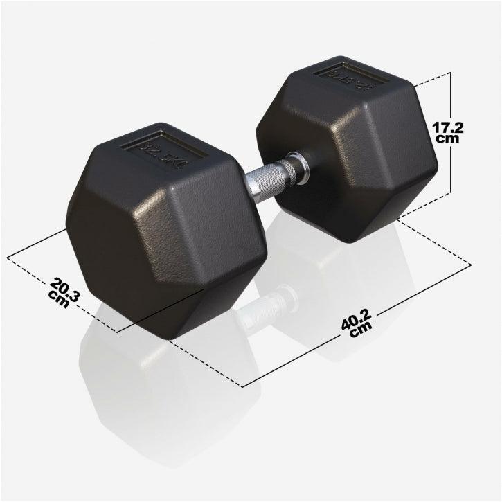 Halter hexagonal cu cauciuc 2 - 50 kg