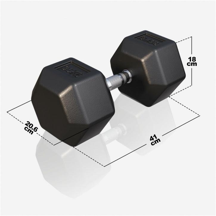 Halter hexagonal cu cauciuc 2 - 50 kg