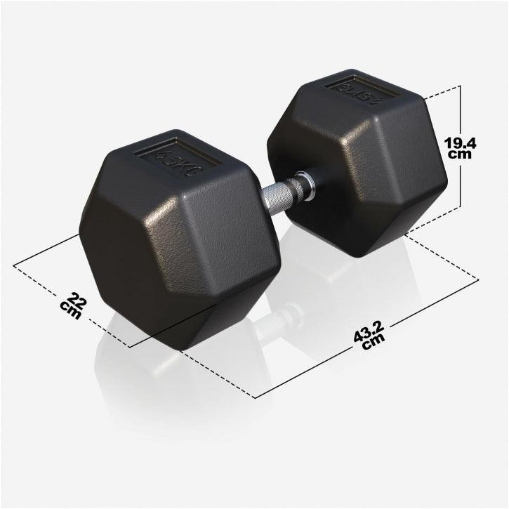 Halter hexagonal cu cauciuc 2 - 50 kg