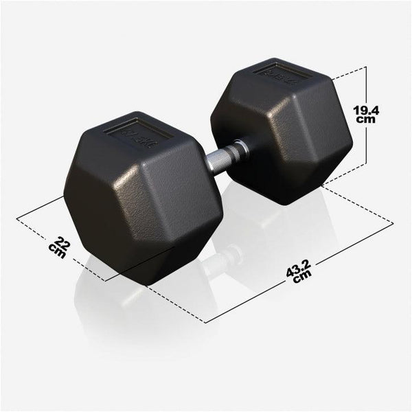 Halter hexagonal cu cauciuc 2 - 50 kg