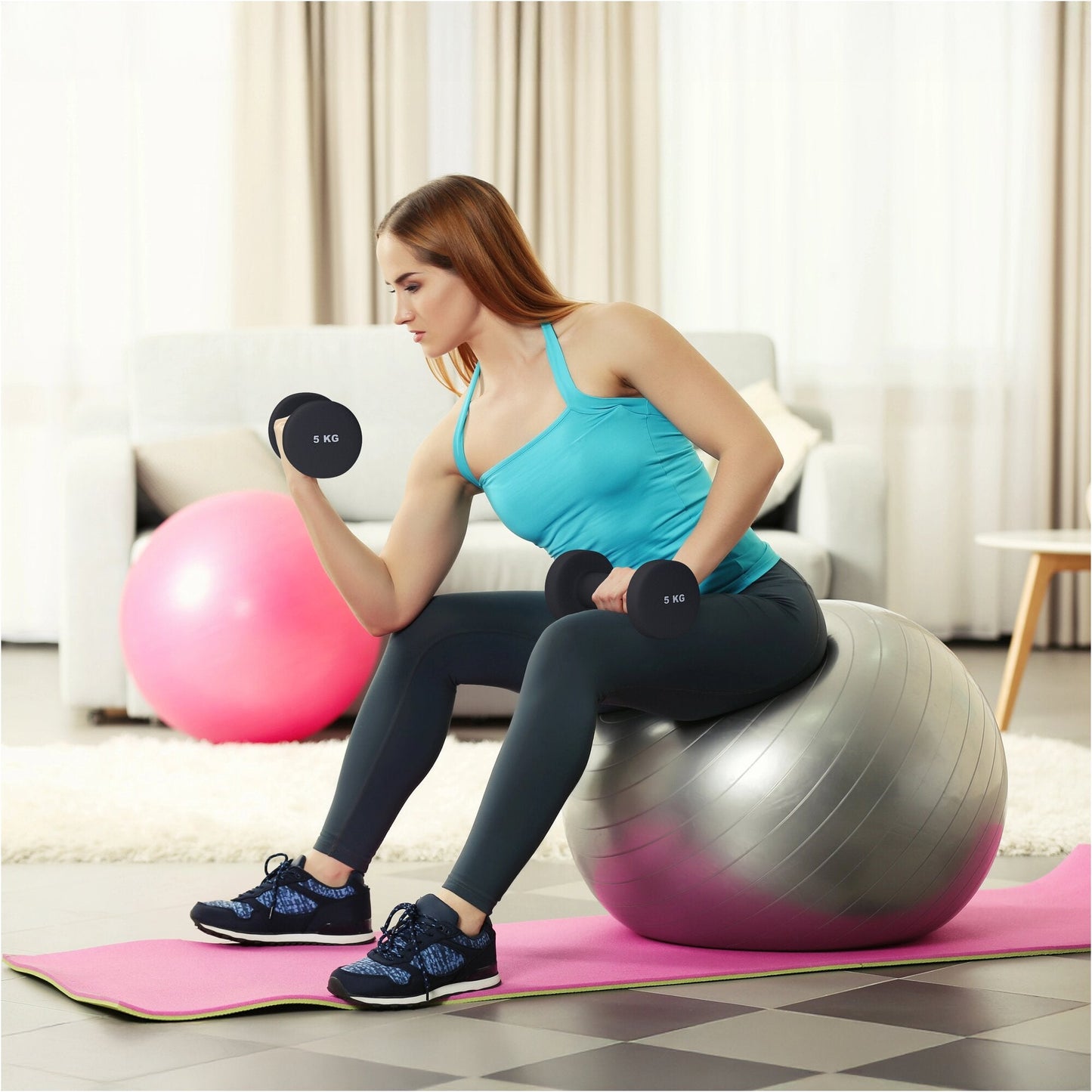 Halterele de gimnastică din neopren, rotunde, 1 - 10 kg