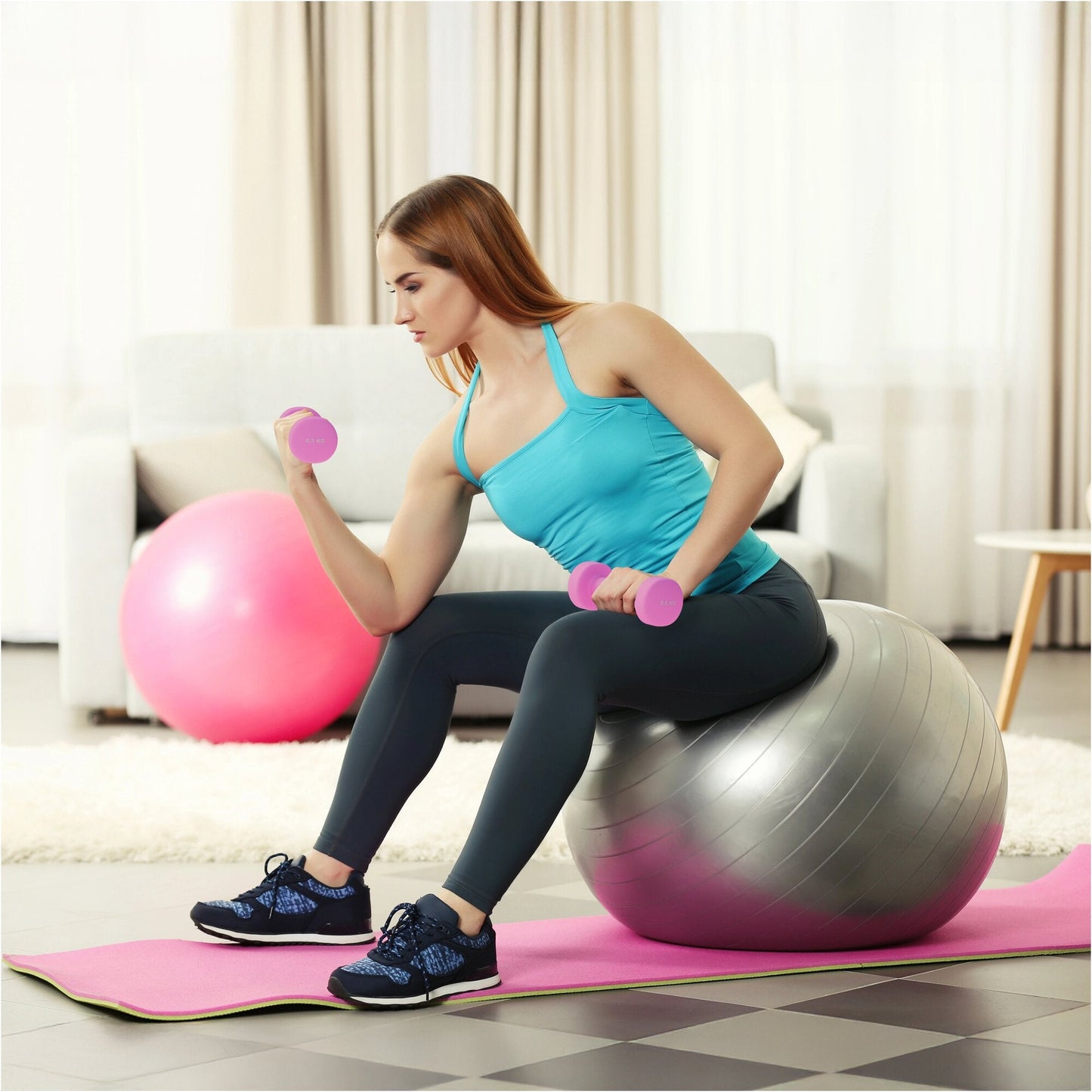 Halterele de gimnastică din neopren, rotunde, 1 - 10 kg